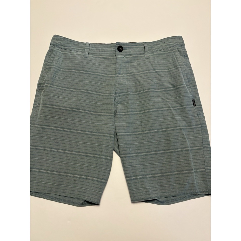 O'Neill Hybrid Shorts Men 34 Blue Striped Surf Board Swim Beach Stretch